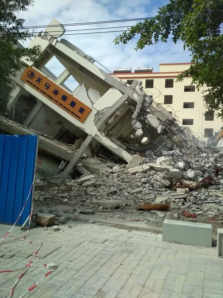 China Hainan Enero 2018 Proceso Demolición Edificios Destrucción Edificio —  Fotos de Stock