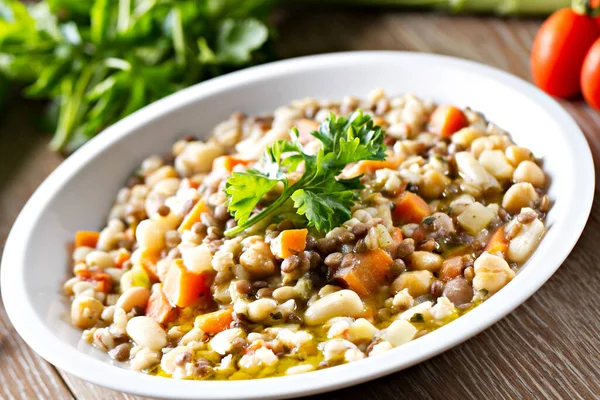 Vegetable Soup on a plate — Stock Image Vegetable Soup Plate Stock Picture