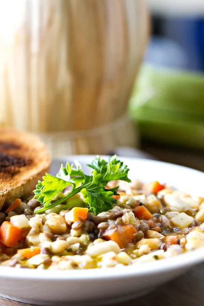 Vegetable Soup on a plate — Stock Image Vegetable Soup Plate Royalty Free Stock Photos