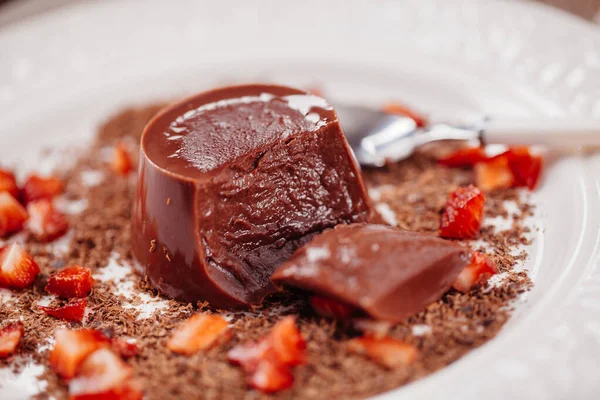 Chocolate Pudding Plate — Stock Photo, Image