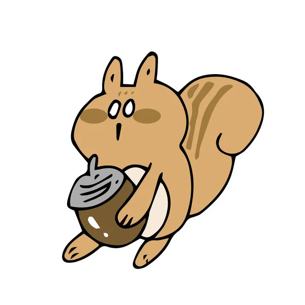 Cute Hand Drawn Squirrel Illustration — Stock Vector