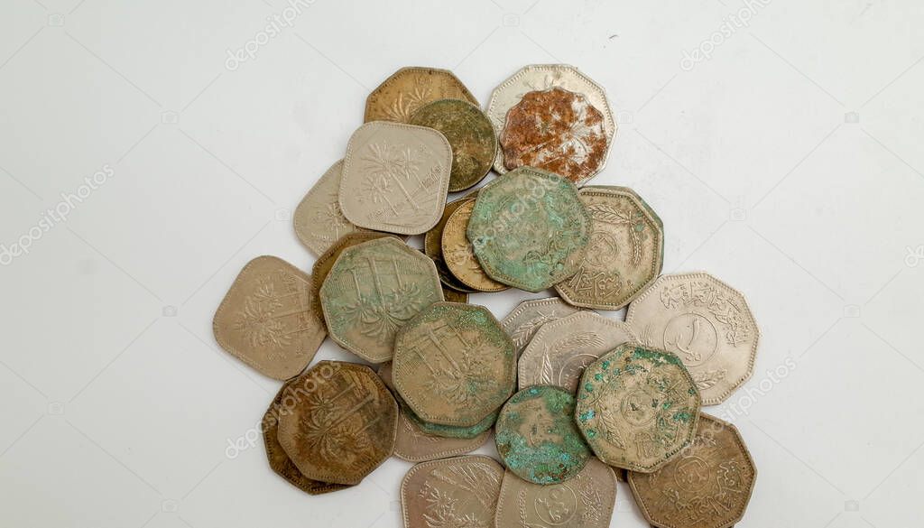 several old  iraqi money coins