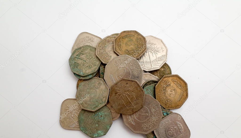 several old  iraqi money coins