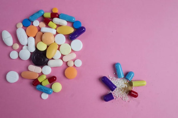 Makro Fotografie Otevřené Tobolky Pilulek — Stock fotografie