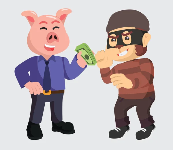 Businessman Give Money Thief Vector Illustration — Stock Vector