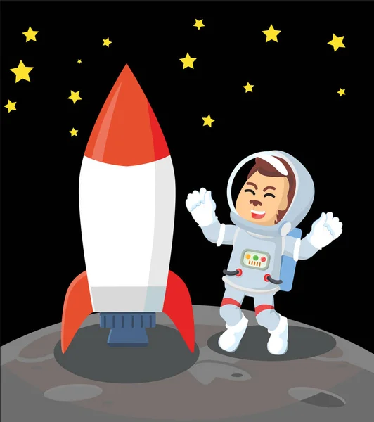 Astronauts Rockets Arrived Moon — Stock Vector
