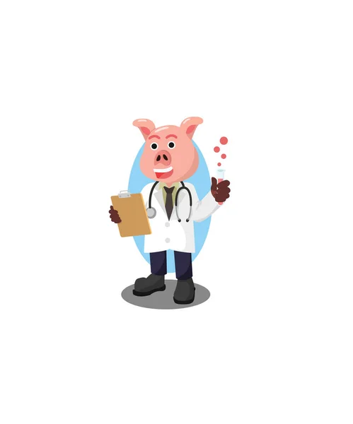 Professor Pig Vector Illustration Design — Stock Vector