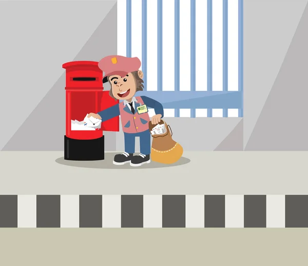 Gorila Postman Taking Out Mail Vector Illustration — Stock Vector