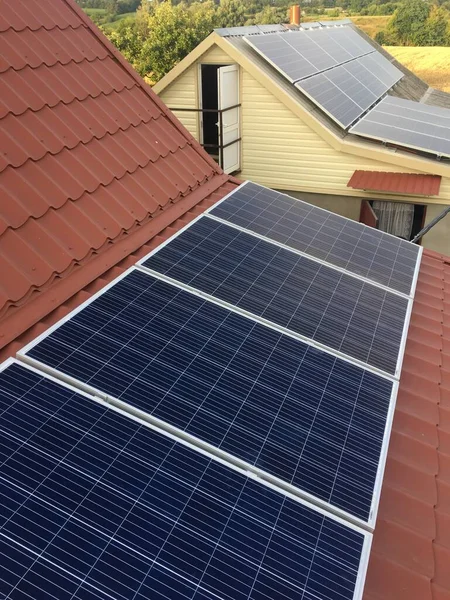 Solar panels on the roof. Alternative energy