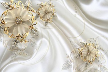 3B çiçek, kelebek gökyüzü ve çiçek tuğla duvar arka plan home