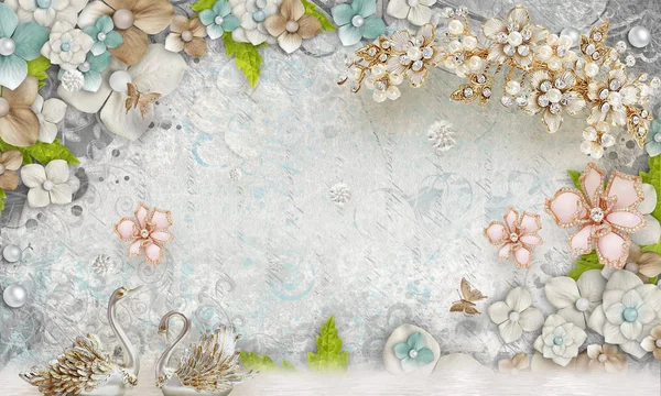 Blomst Sommerfuglhimmel Bakgrunn Fra Mursteinsmurer – stockfoto