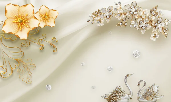 3B çiçek, kelebek gökyüzü ve çiçek tuğla duvar arka plan home