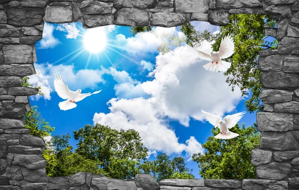 gökyüzü ve çiçek veya güvercin tavan