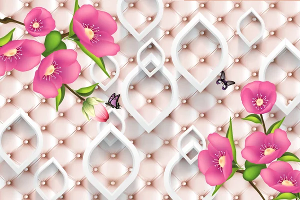 Fleur Ciel Papillon Fleur Maison Mur Briques Fond — Photo