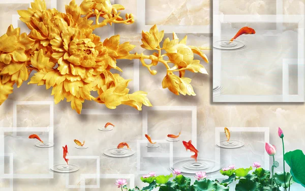 の花と蝶の空と花ホーム煉瓦壁の背景 — ストック写真