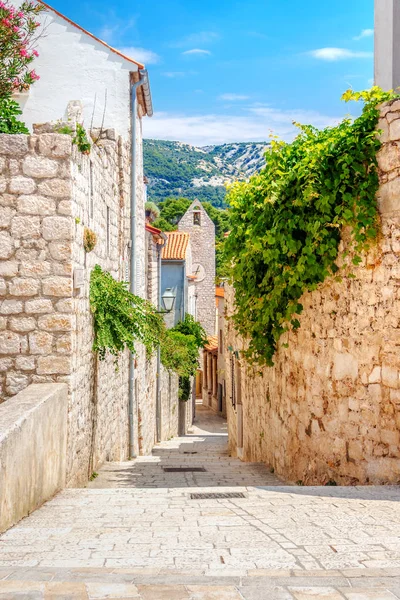 Utsikt Över Rab Stad Kroatiska Rab Och Dess Små Gator — Stockfoto