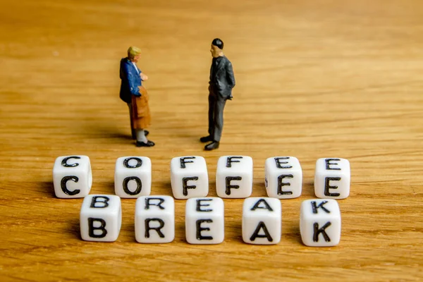 Little Miniature Figurines Little Dices Forming Specific Word Part Team — Stock Photo, Image