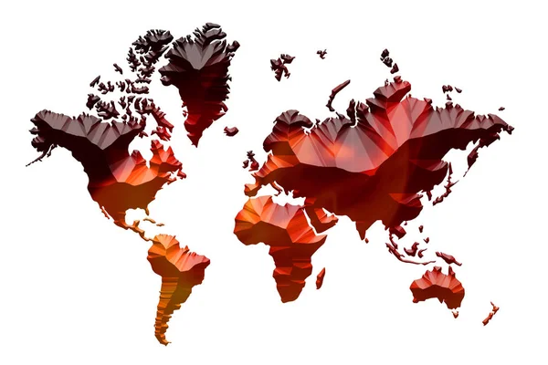 Fuoco Rosso Che Brucia Sotto Forma Mappa Del Mondo Sul — Foto Stock