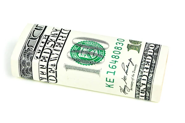 Cem bloco dólar americano no fundo branco — Fotografia de Stock