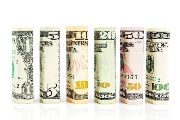Closeup  of american dollars in the shape of blocks in all denominations — Stock Photo, Image