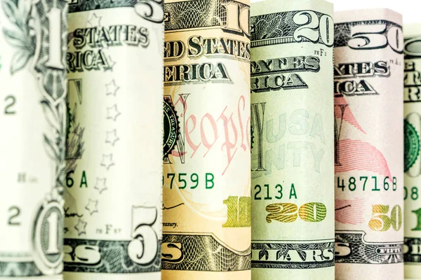 Closeup  of american dollars in the shape of blocks in all denominations — Stock Photo, Image