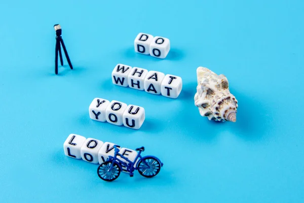 Little White Dices Forming Text What You Love Positive Lifestyle — Stock Photo, Image