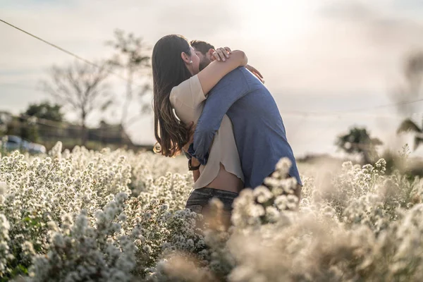 Romantic Couple Love Moment Holambra Sao Paulo Brazil Stock Picture