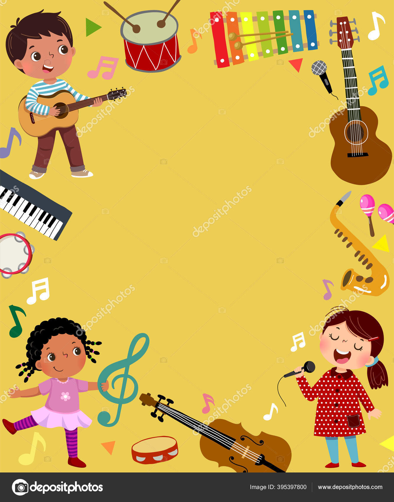 Template Advertising Background Music Concept Three Kid Musicians Stock  Vector Image by ©KanKhem #395397800