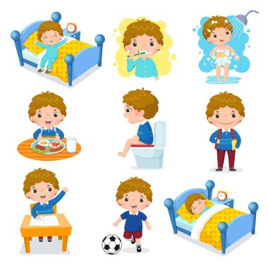 Tatlı çocuklu çocuklar için günlük rutin aktiviteler