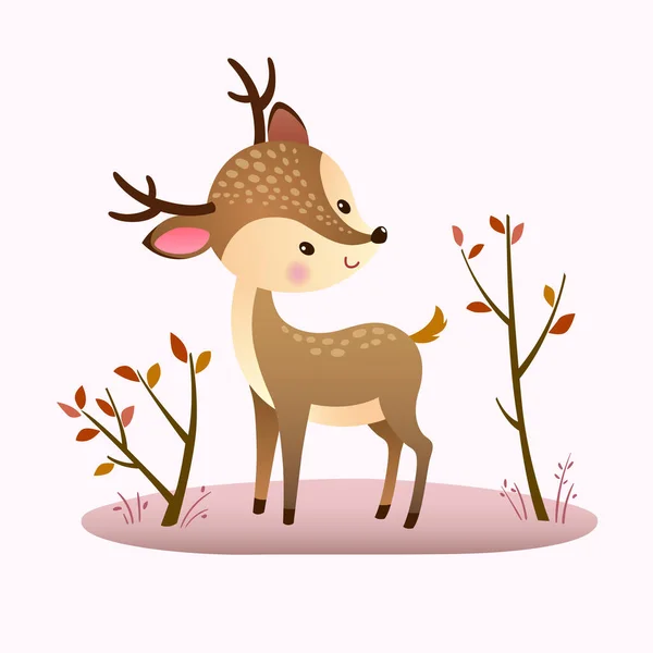 Vektor Illustration Eines Cartoon Hirsches Auf Rosa Hintergrund — Stockvektor