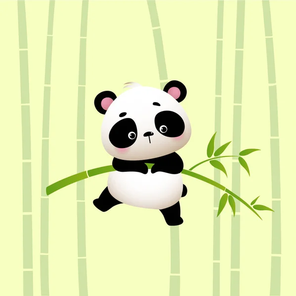 Ilustración Vectorial Panda Dibujos Animados Colgando Los Árboles Bambú — Archivo Imágenes Vectoriales