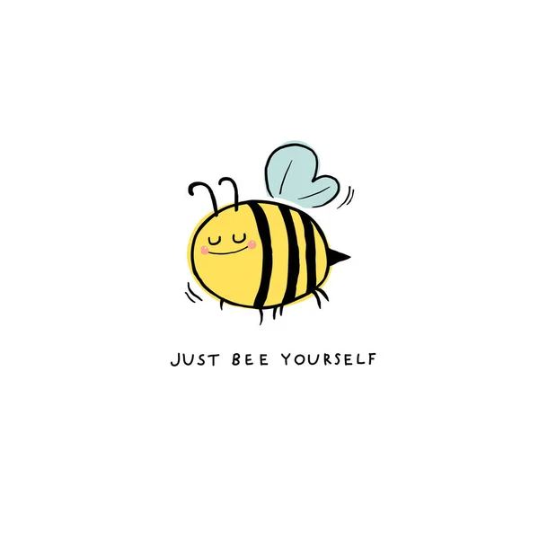 Векторні Ілюстрації Намальовані Рукою Бджоли Летять Білому Тлі Просто Бджола — стоковий вектор