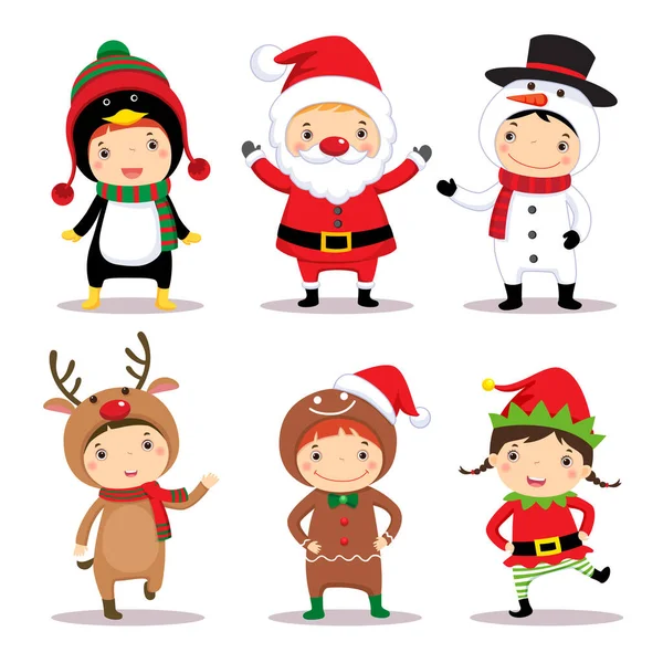 Lindos Niños Usando Trajes Navidad — Archivo Imágenes Vectoriales