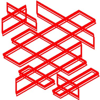 Beyaz arkaplanda kırmızı ve beyaz çeşitli şekiller