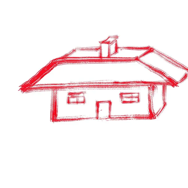 Kleine Rode Huisjes Een Witte Achtergrond — Stockfoto