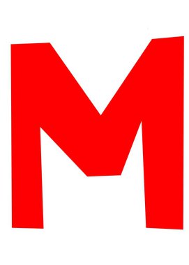 Beyaz arkaplanda büyük kırmızı harf M