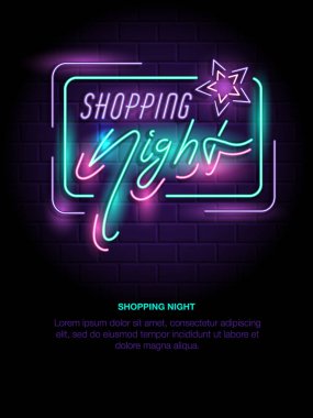 Alışveriş gece neon işareti