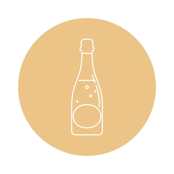 Ilustrace Láhve Šampaňského Plochém Stylu Tenkých Liniích Podobě Pozadí Kruh — Stockový vektor