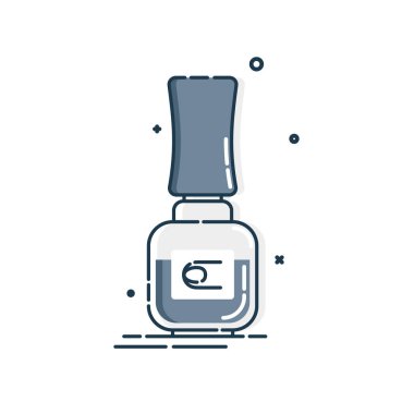 Kozmetik konteynır ojesi. Kadın moda ürünü. Plastik ya da cam şişe etiketi tasarımı. Moda ve tarz. Beyaz arka fona yakın çekim. Ayrı bir nesne. Görüntü izole edilmiş beyaz arkaplan