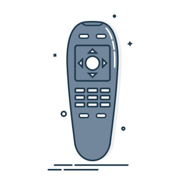 Uzaktan kumanda. Teknoloji iletişim düğmesi. Program cihazı. Kablosuz klavye. Beyaz arka planda izole edilmiş düz çizim. Evrensel elektronik denetleyici