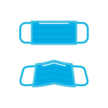 Sağlık hizmetleri tasarımı için tıbbi maske. Güvenli nefes alma maskesi. Yüz koruması. Coronavirus karantinası için solunum elementi. Düz tasarım beyaz arkaplanda izole edilmiş illüstrasyon.