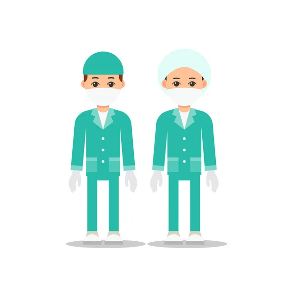 Médecins Docteur Homme Femme Uniforme Pour Salle Opération Illustration Bande — Image vectorielle