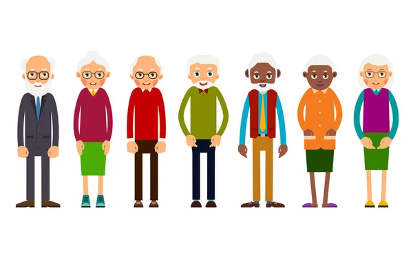 Группа Пожилых Людей Пожилые Люди Черно Белые Пожилые Мужчины Женщины — стоковый вектор