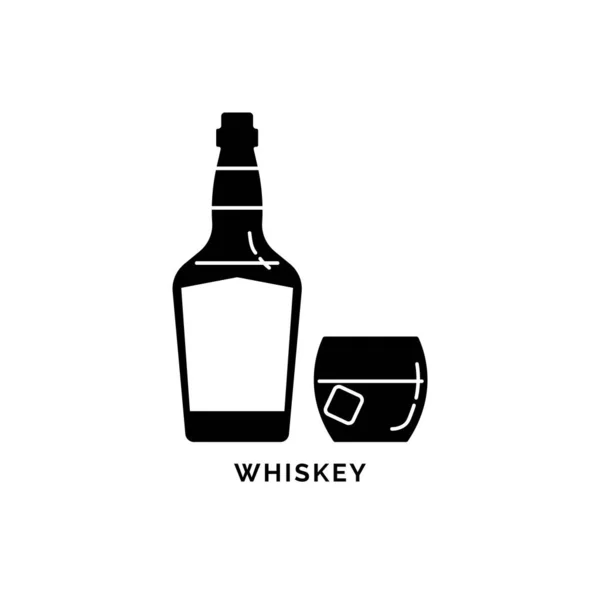 Ilustración Con Botella Silueta Whisky Vidrio Objeto Aislado Etiqueta Bebida — Vector de stock