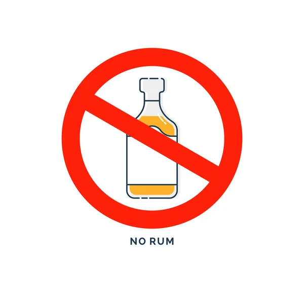 Verbod Alcohol Teken Geen Rum Kleur Illustratie Van Een Glas — Stockvector