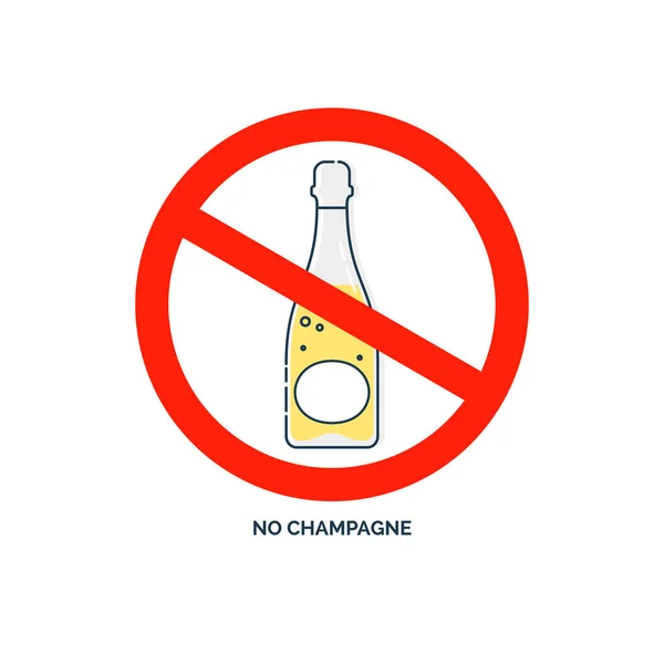 Verbod Alcohol Teken Geen Shampagne Kleur Illustratie Van Een Glas — Stockvector
