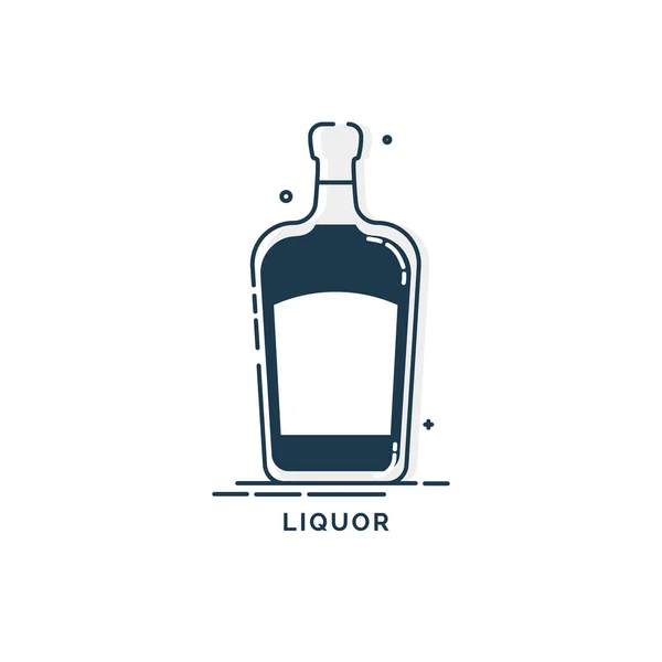 Arte Línea Licor Botella Estilo Plano Restaurante Ilustración Alcohólica Para — Vector de stock