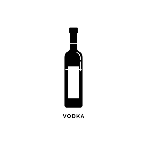 Bottiglia Vodka Silhouette Disegno Bevande Alcoliche Bianco Nero Elemento Decorativo — Vettoriale Stock