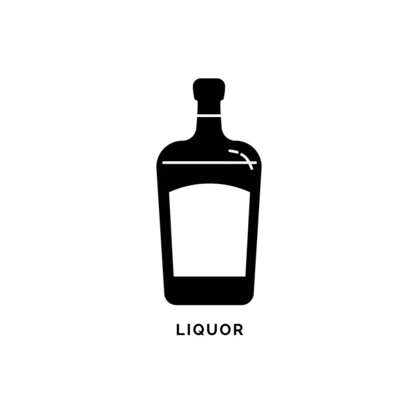 Silhouette Bottiglia Liquore Celebrazione Alcol Bere Disegno Bianco Nero Elemento — Vettoriale Stock