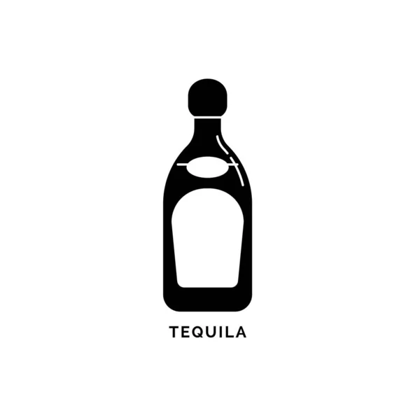 Sylwetka Butelki Tequili Meksykański Napój Alkoholowy Czarny Biały Element Dekoracji — Wektor stockowy